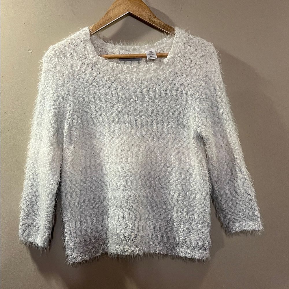 Alfred Dunner Soft White Textured Sweater